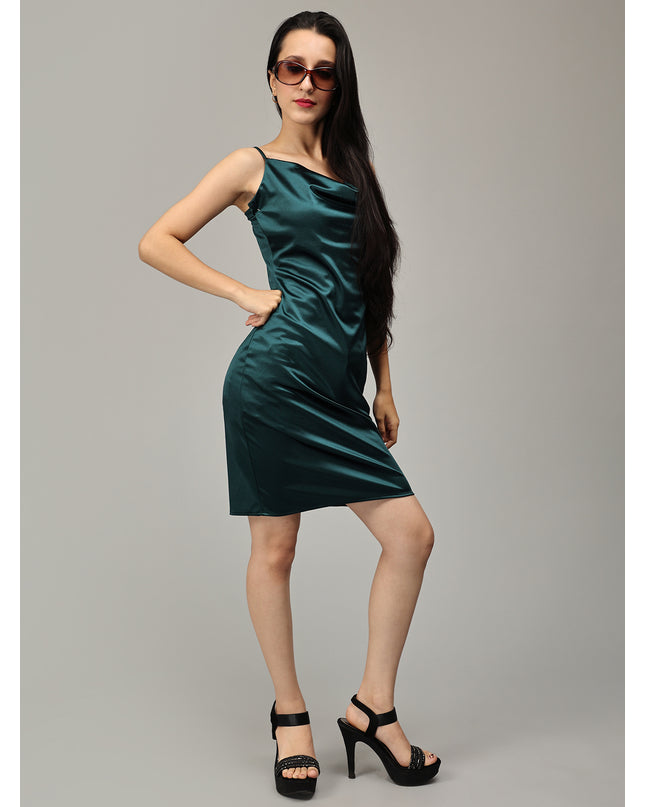 Green Satin Cowl Neck Dress: Effortless Elegance Online