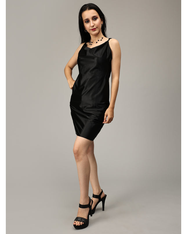 Buy Black Satin Cowl Neck Dress online