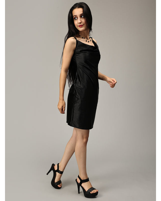 Sophisticated Black Satin Dress: Shop Now!