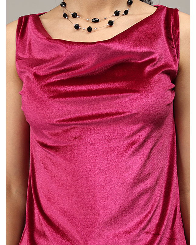 Order Pink Velvet Cowl Neck Top Online