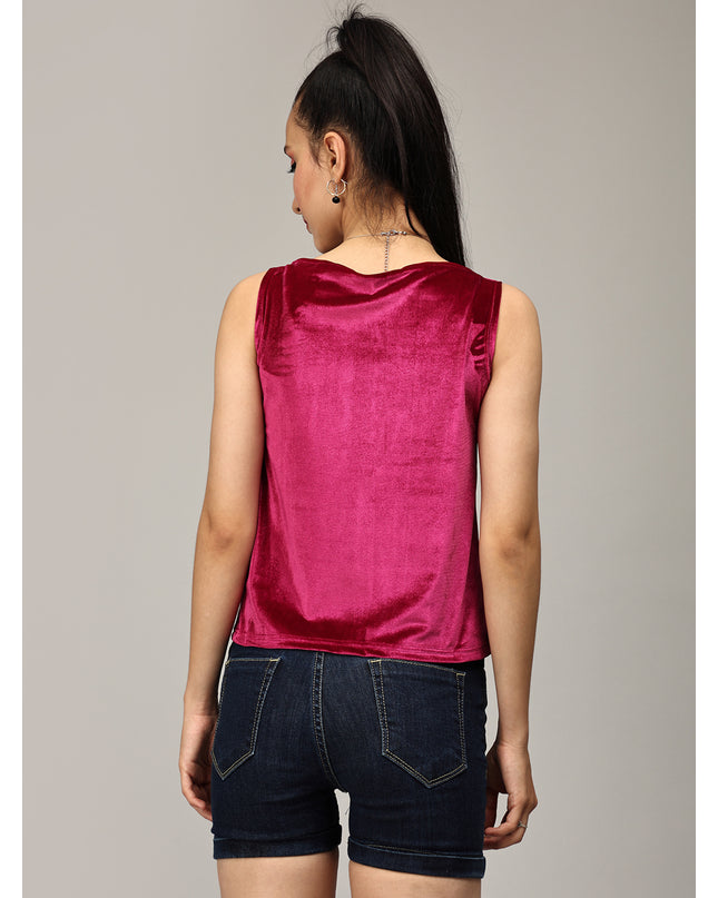 Find Pink Velvet Cowl Neck Top Online