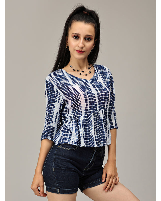 Order White & Blue Viscose Top Online