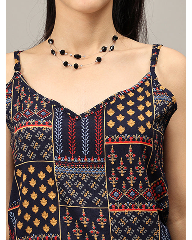 Buy Navy Crushed Spaghetti Top on the Web