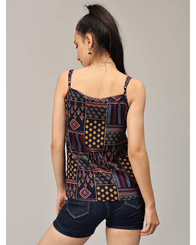Order Navy Crushed Spaghetti Top Online