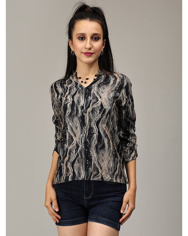 Purchase Black Abstract Print Top Online