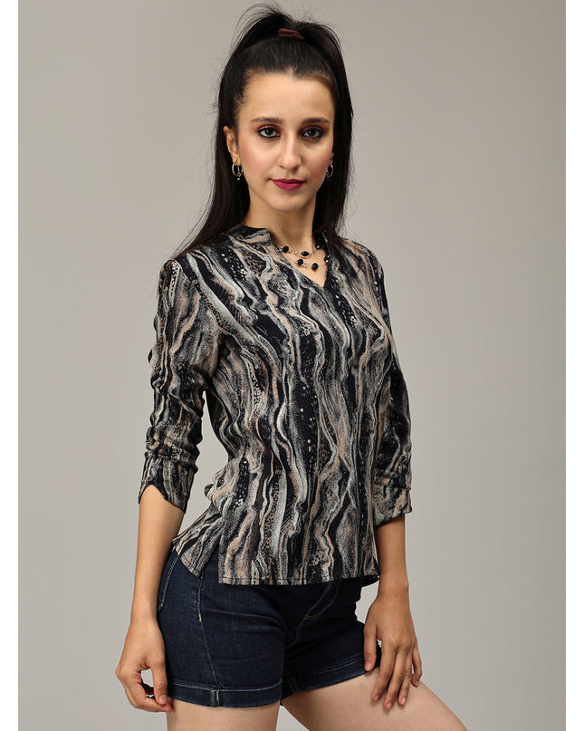 Order Black Abstract Print Top Online