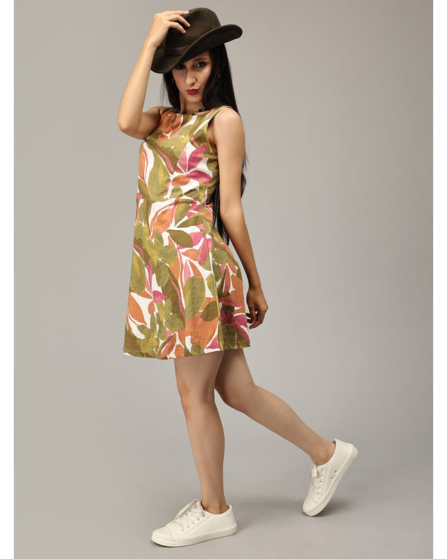 Stunning Pink and Green Floral Dress for Online Purchase