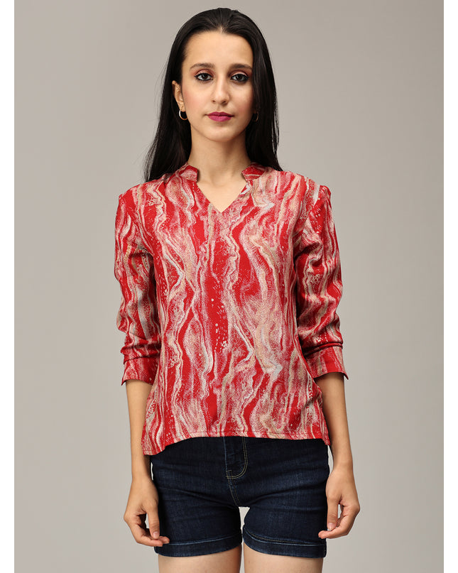 Shop Online: Red Abstract Print Top for Women  pen_spark
