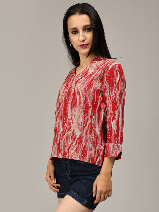 Buy Red Abstract Print Top Online