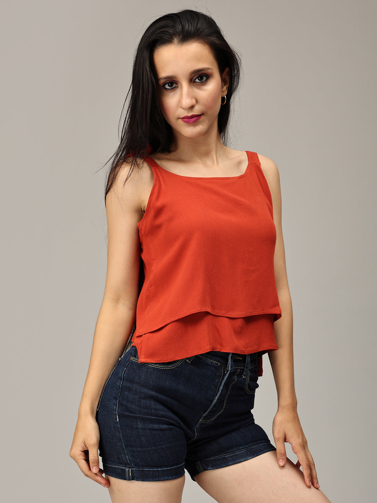 Purchase Rust Shoulder Knot Top Online