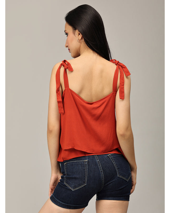 Order Rust Shoulder Knot Top Online