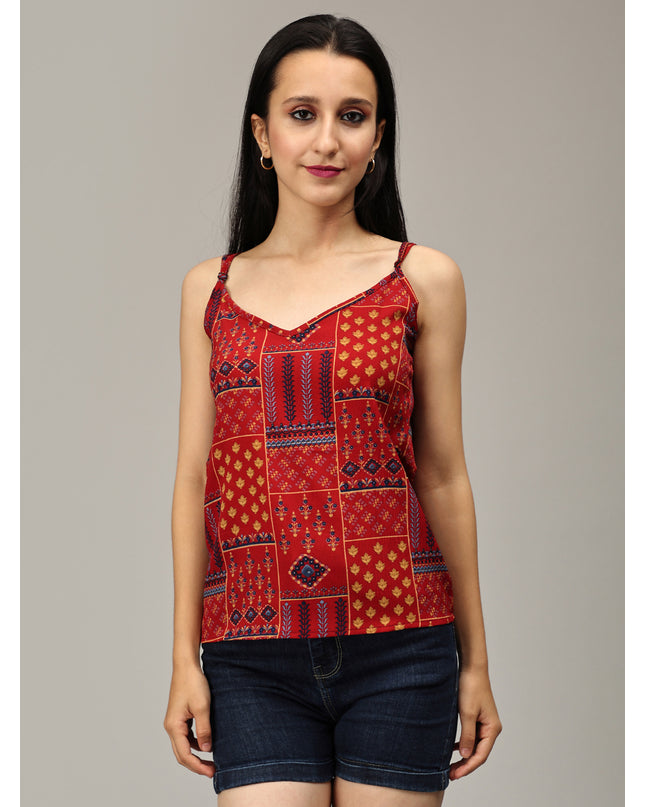 Buy Red Crushed Spaghetti Top Online
