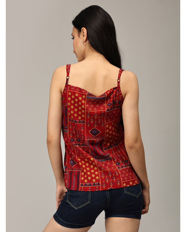 Order Red Crushed Spaghetti Top Online