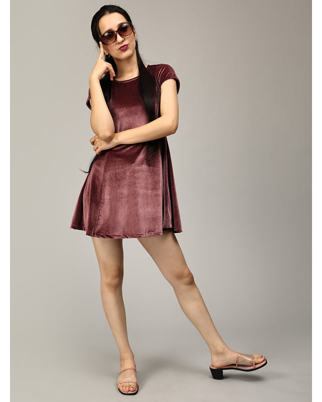 Muted Pink Velvet Skater Dress: Elevate Your Style Online