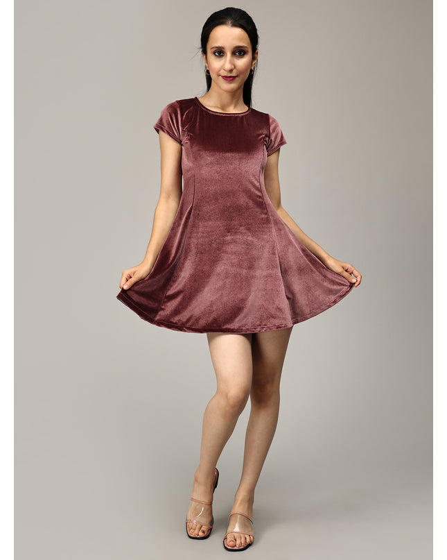 Discover Elegance: Muted Pink Velvet Skater Dress Available Here