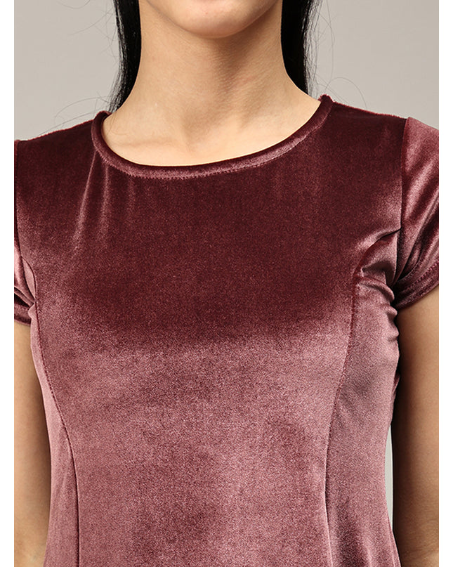 Shop Muted Pink Velvet Skater Dress online