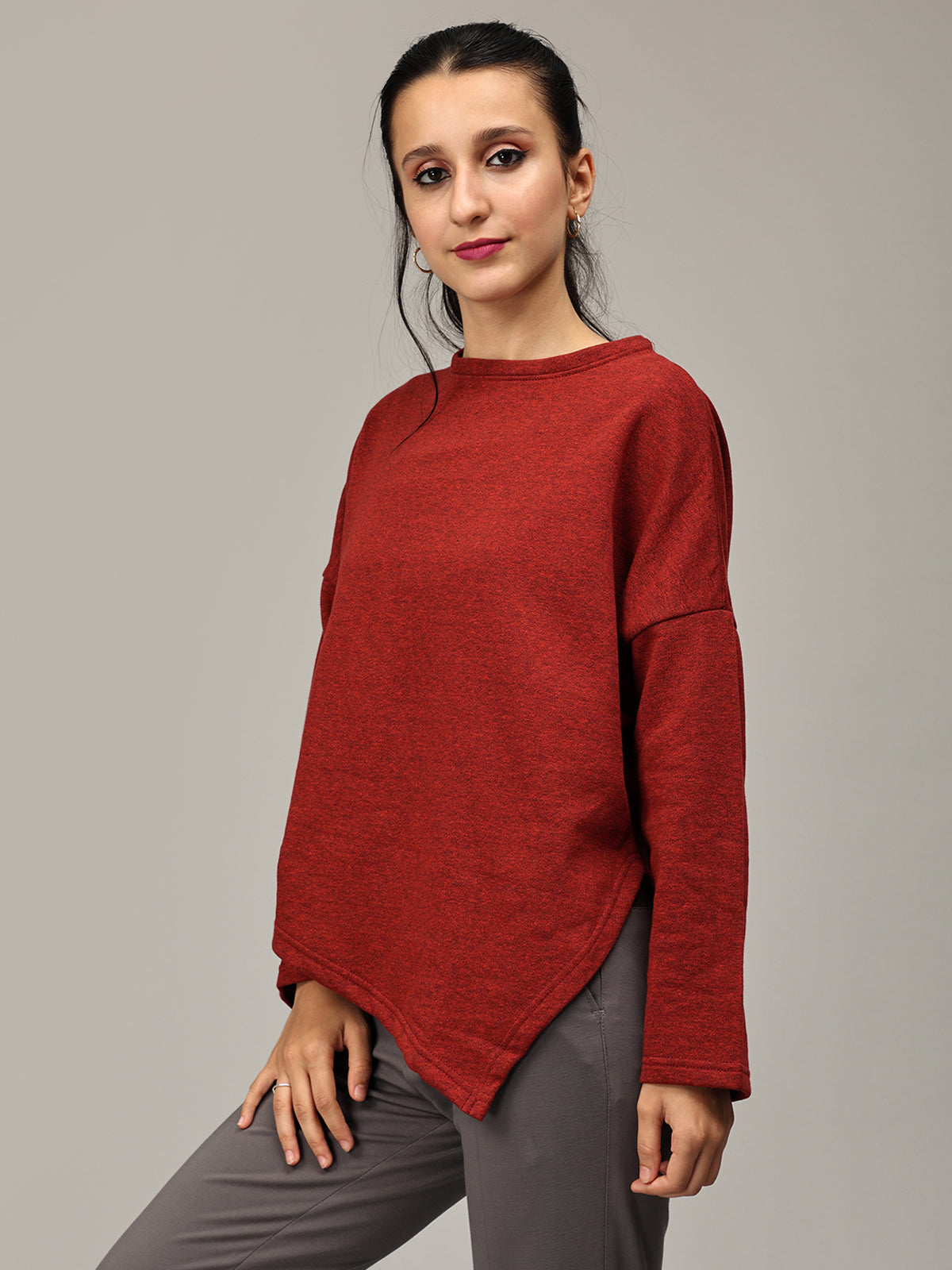 Maroon Asymmetric Sweatshirt