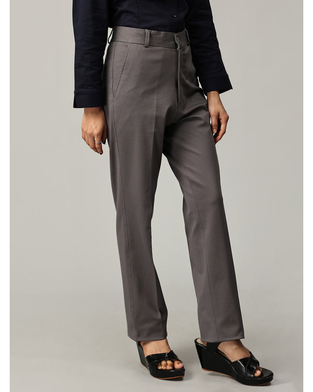Buy stylish light grey formal pants with a straight leg cut online
