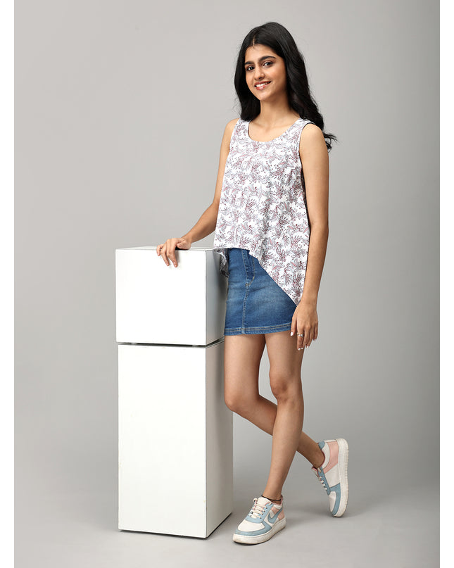 White Knit Asymmetric Top