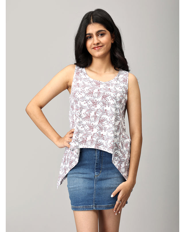 White Knit Asymmetric Top