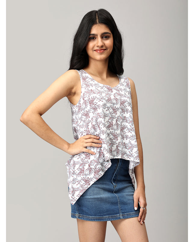White Knit Asymmetric Top
