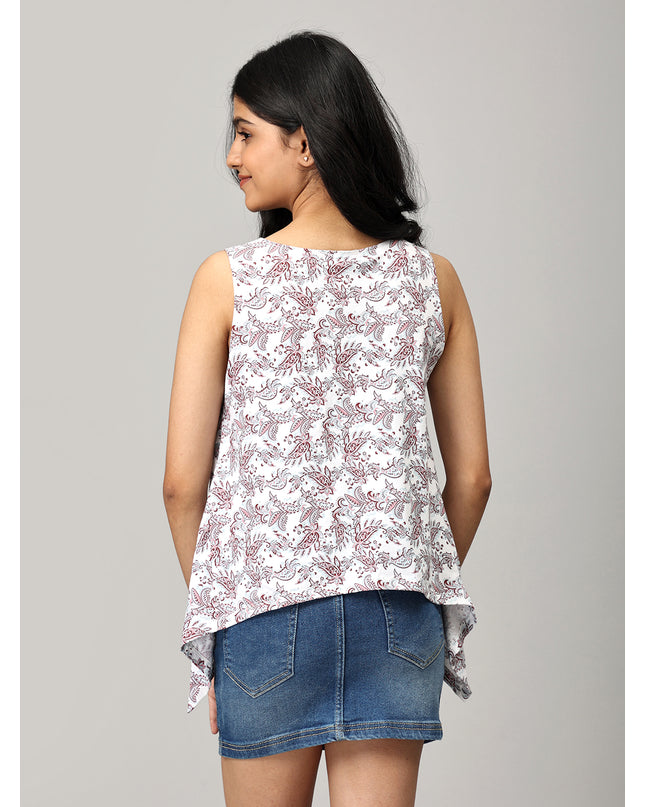 White Knit Asymmetric Top