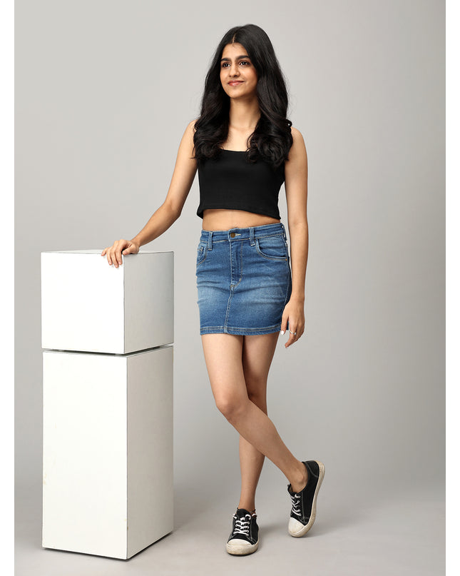 Blue Short Denim Skirt