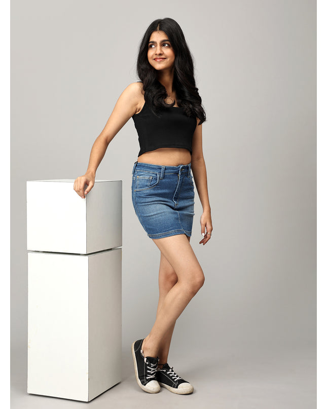 Blue Short Denim Skirt