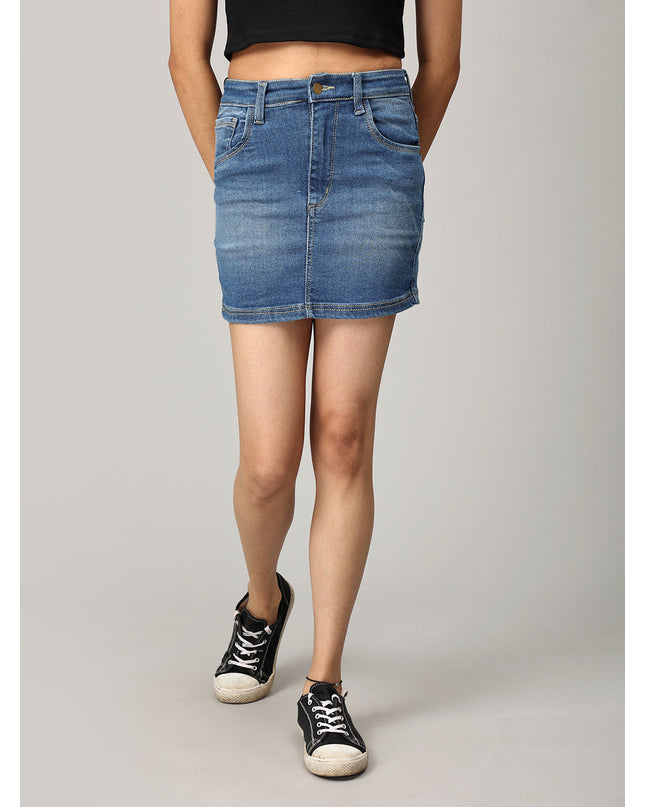 Blue Short Denim Skirt