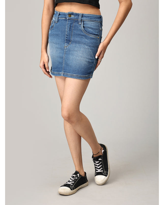 Blue Short Denim Skirt