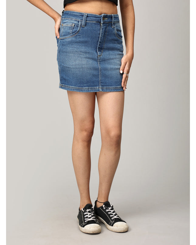 Blue Short Denim Skirt