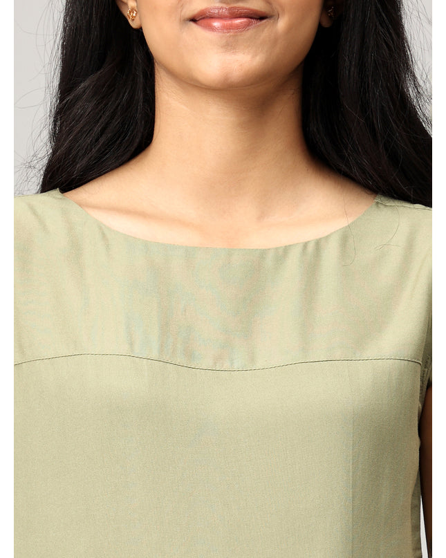 Green Boat Neck Top