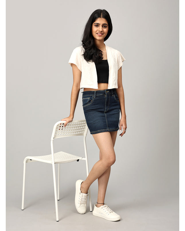 Navy Short Denim Skirt