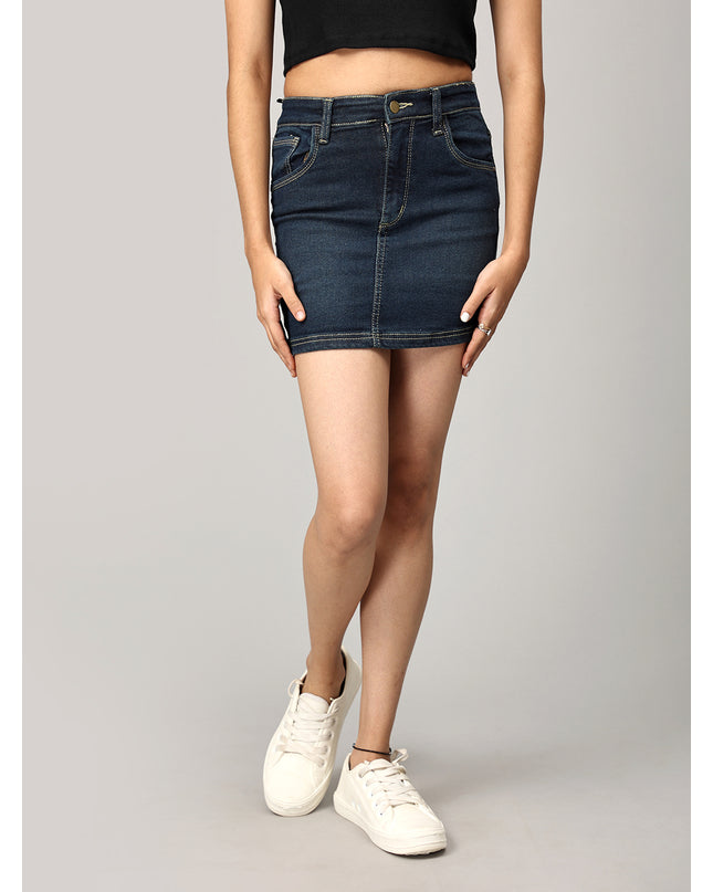 Navy Short Denim Skirt