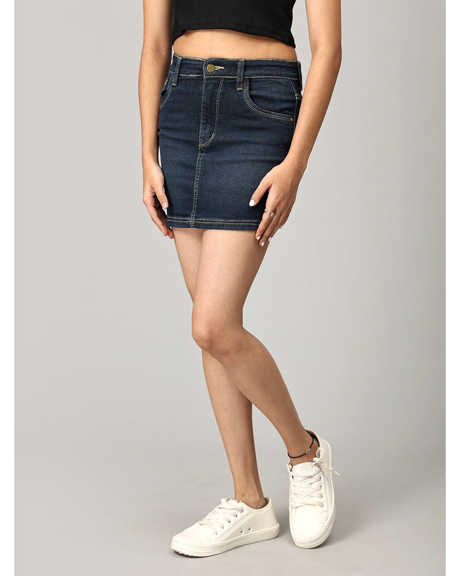 Navy Short Denim Skirt