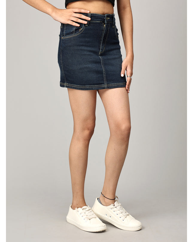 Navy Short Denim Skirt