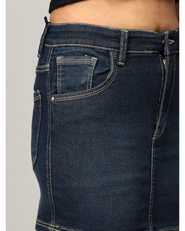 Navy Short Denim Skirt
