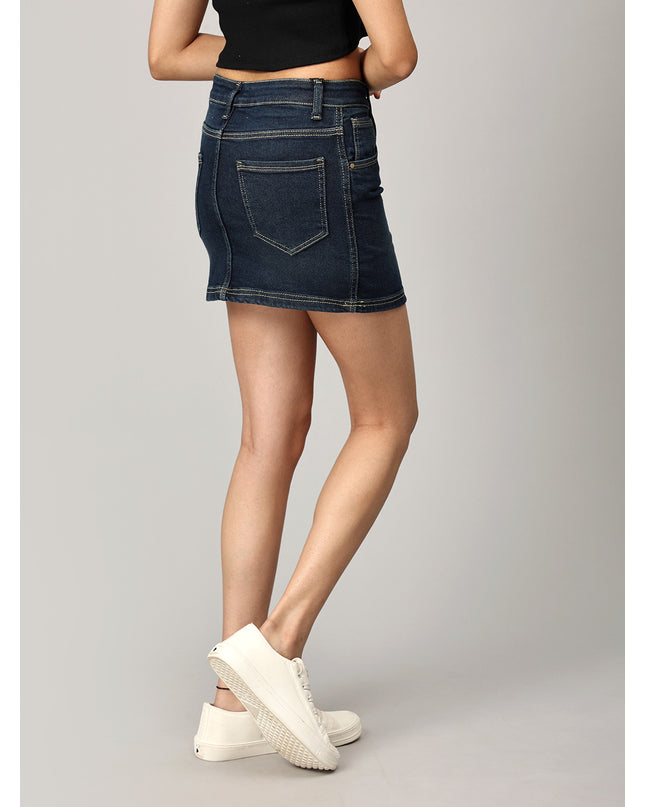 Navy Short Denim Skirt