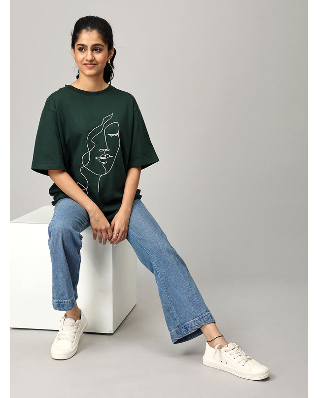 Print 2 Green Oversize Tshirt