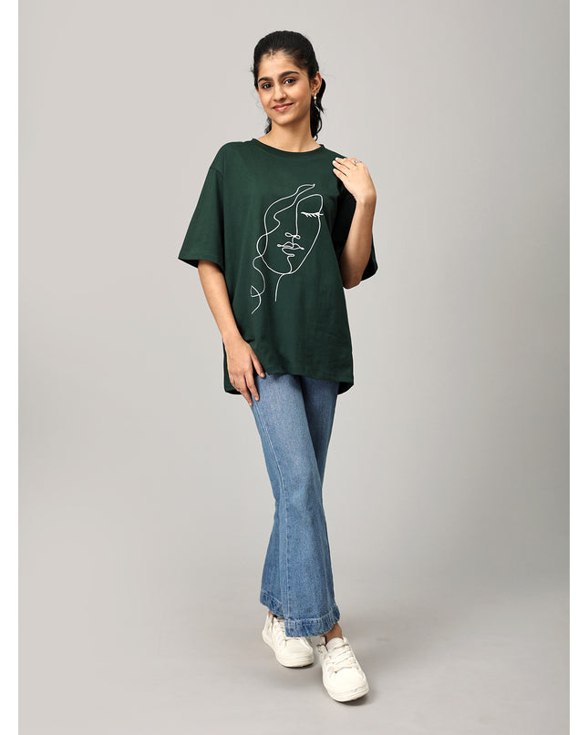 Print 2 Green Oversize Tshirt