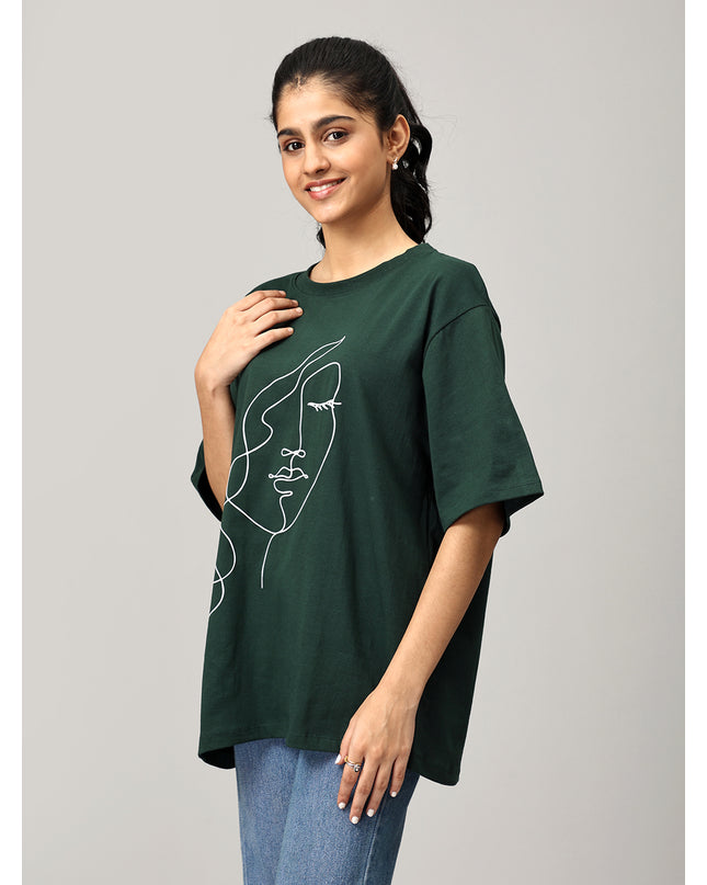 Print 2 Green Oversize Tshirt
