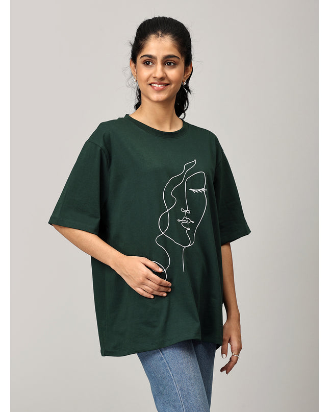 Print 2 Green Oversize Tshirt