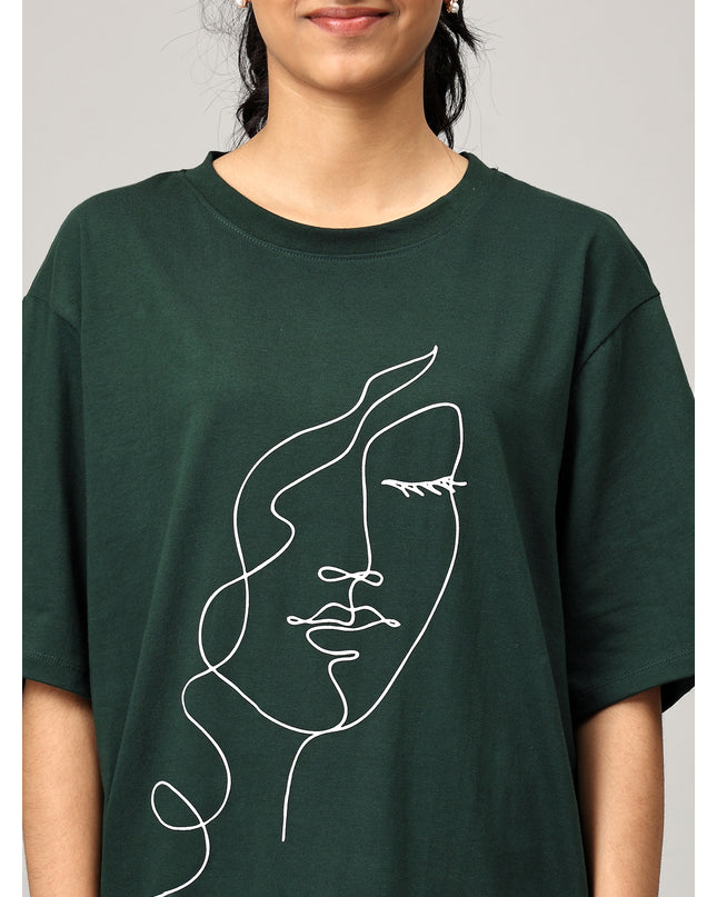 Print 2 Green Oversize Tshirt