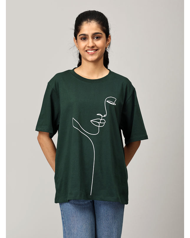 Print 1 Green Oversize Tshirt