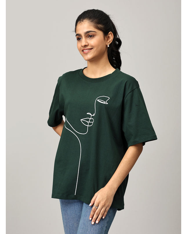 Print 1 Green Oversize Tshirt
