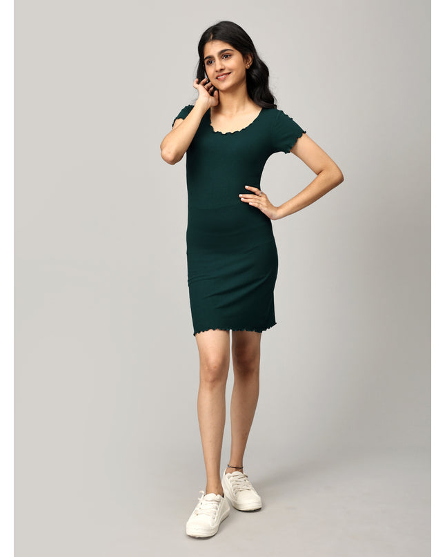 Teal Ribbed Bodycon Dress