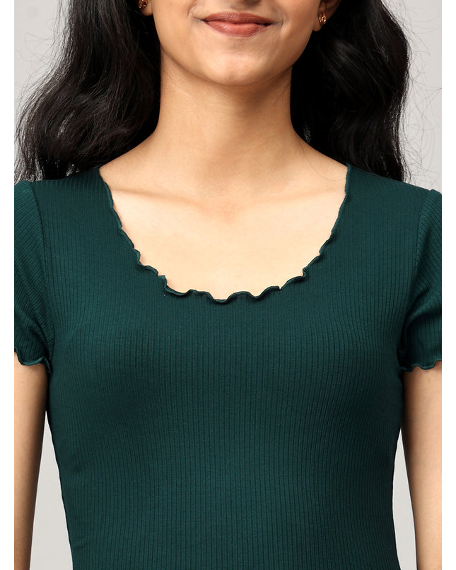 Teal Ribbed Bodycon Dress