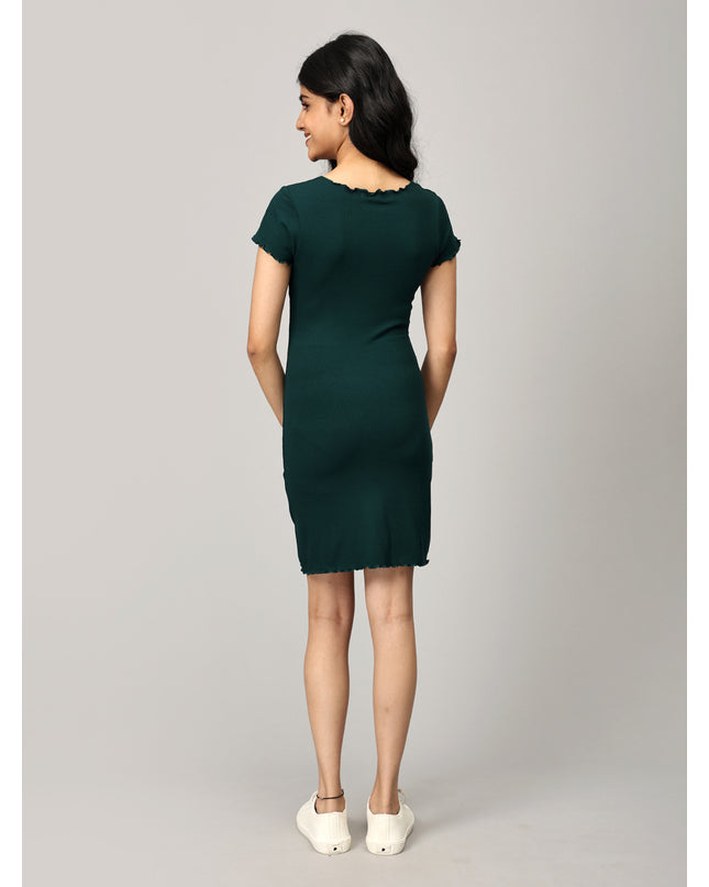 Teal Ribbed Bodycon Dress