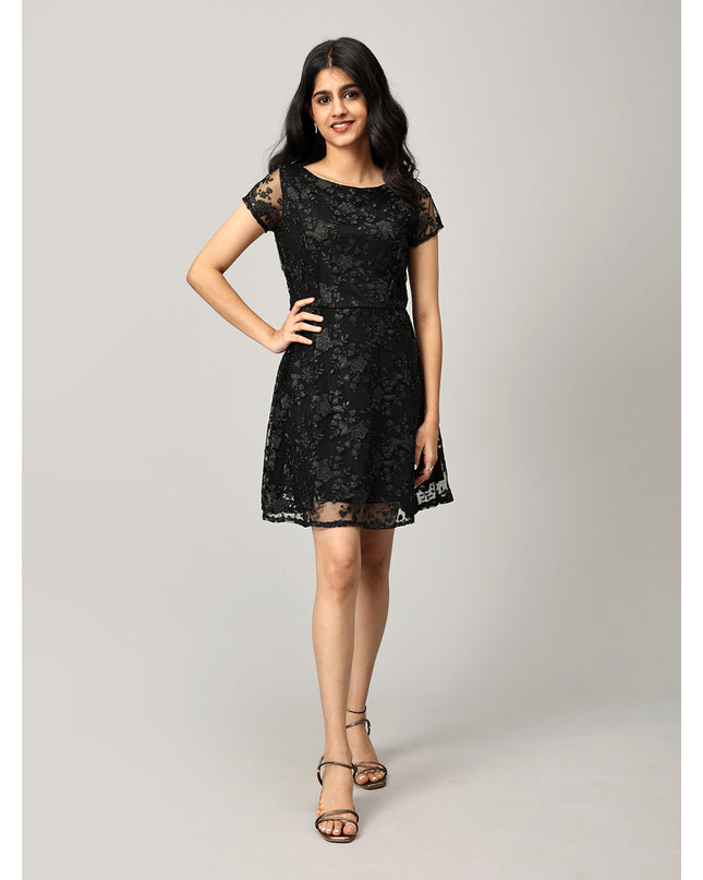 Black A Line Net Dress