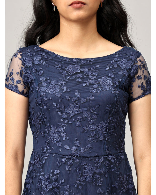 Blue A Line Net Dress